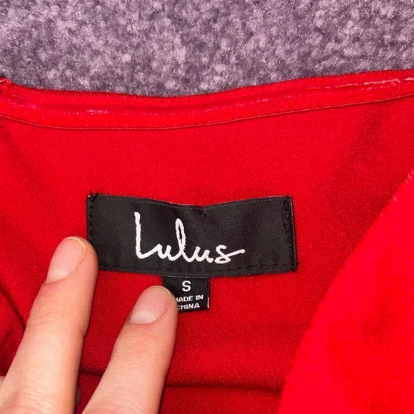 Lulu's Bold Red Strapless Evening Gown with Front Slit - Picture 4 of 4